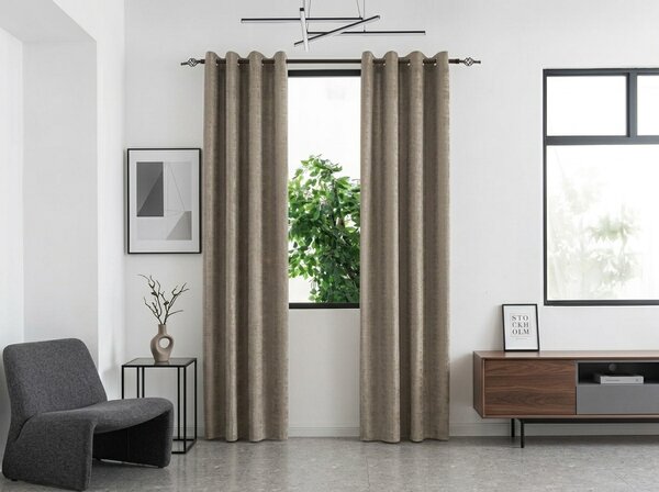Zasjenjiva zavjesa LOOM VELVET 140x250 cm, bež-smeđa Sistem za vješanje: Metalni prstenovi