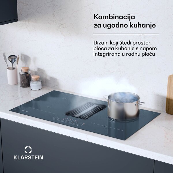 Klarstein AirJet 90 Down Air System, indukcijsko kuhalo + DownAir napa, 10000 W, 750 m³/h, Boost