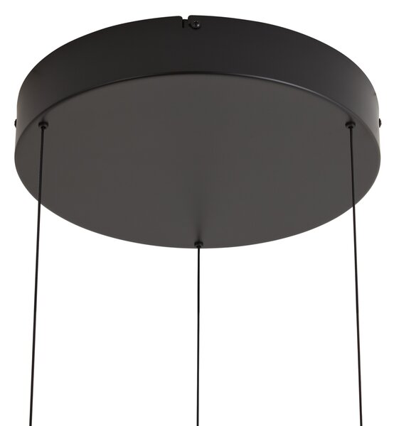 Moderna viseća svjetiljka crna s otiskom orahovog drveta, uklj. LED i 3-stupanjsko prigušivanje Easylift - Drew