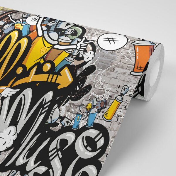 Tapeta graffiti na zidu od cigle