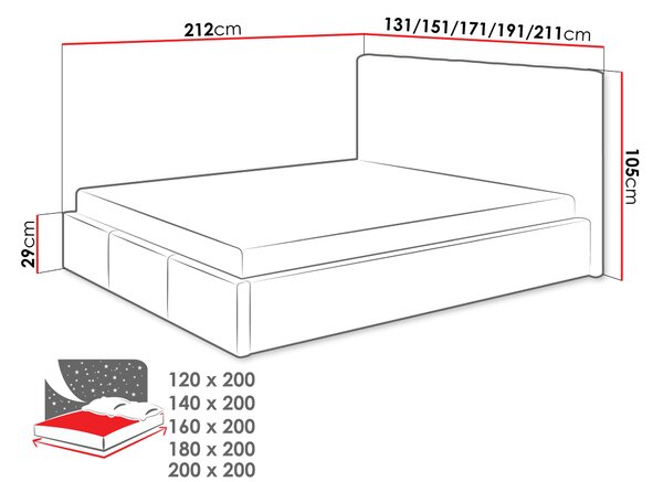 Bračni krevet 140 cm Norway (siva) (s podnicom i prostorom za odlaganje)