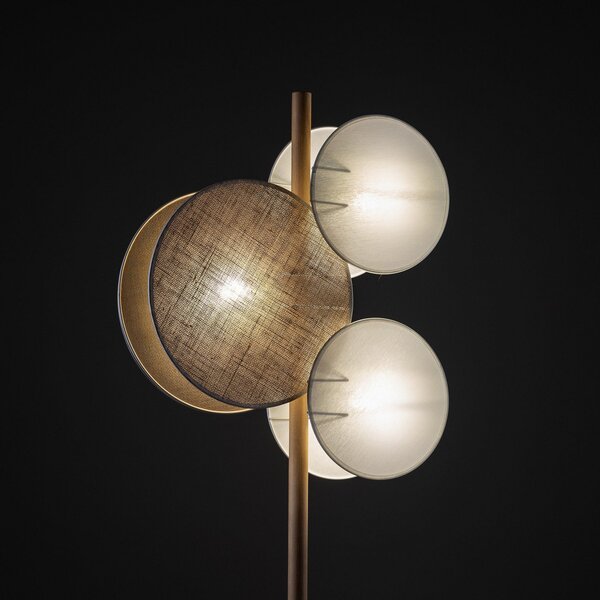 TK Lighting Pulse podna lampa, sjenila od jute, prirodno smeđa/bijela, 3 žarulje, Smeđa / hrđa, Dnevni boravak/blagovaonica, Tkanina / tekstil