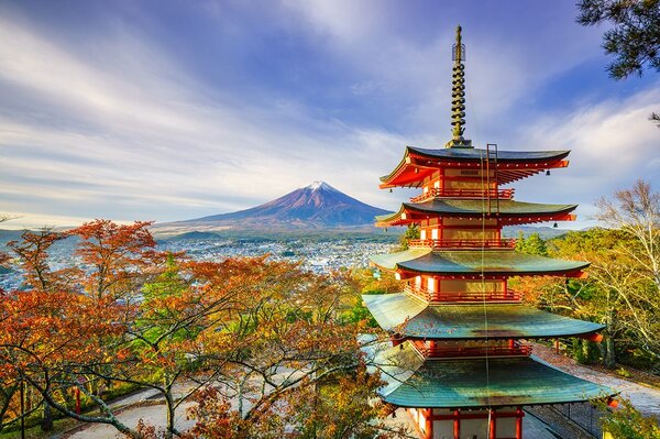 Fototapeta pogled na Chureito Pagodu i planinu Fuji