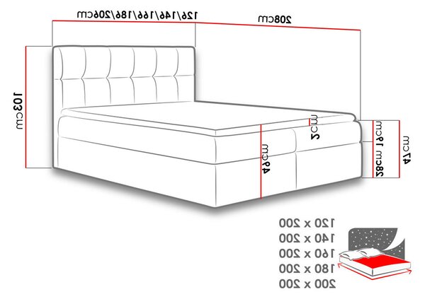 Bračni krevet Boxspring Maddox (180x200) (ekokoža Soft 017 (bijela))