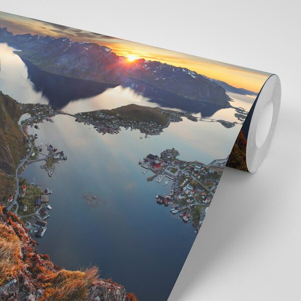 Fototapeta planinska panorama sa zalaskom sunca