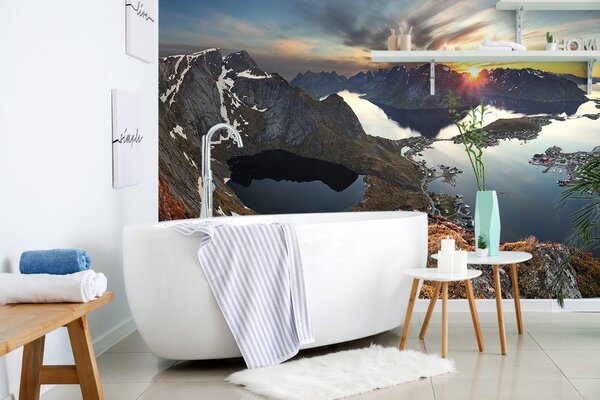 Fototapeta planinska panorama sa zalaskom sunca