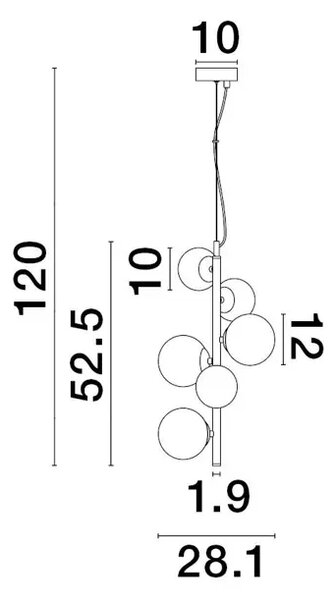 ODILLIA VISILICA 6×G9/230V fi28 CRNO/SIVA NL9028859