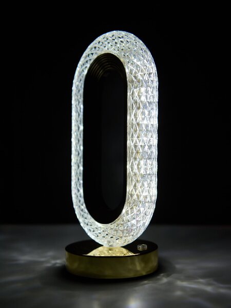 Sinsay - Kristalna stolna LED lampa u zlatnom okviru