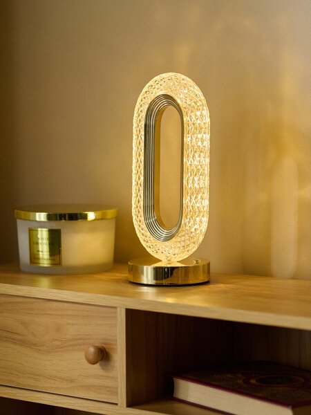 Sinsay - Kristalna stolna LED lampa u zlatnom okviru