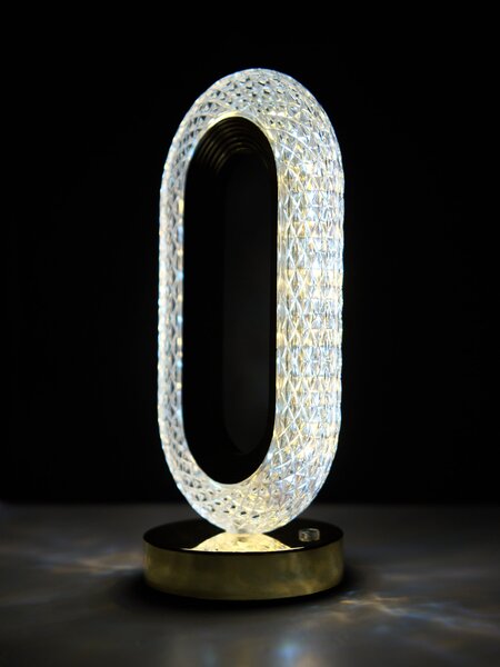 Sinsay - Kristalna stolna LED lampa u zlatnom okviru