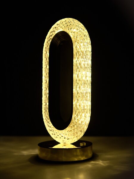 Sinsay - Kristalna stolna LED lampa u zlatnom okviru