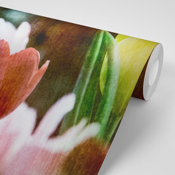 Tapeta livada tulipana u retro stilu