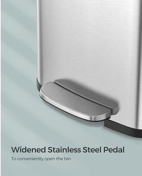 Metalna pedalna kanta s poklopcem, 68l, 40,5 x 35 x 77 cm, srebrno-crna