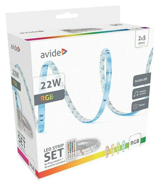 LED traka Avide (Duljina: 5 m, Boja svjetla: RGB, 22 W)