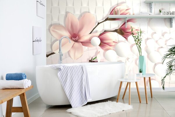 Tapeta magnolija s apstraktnim elementima