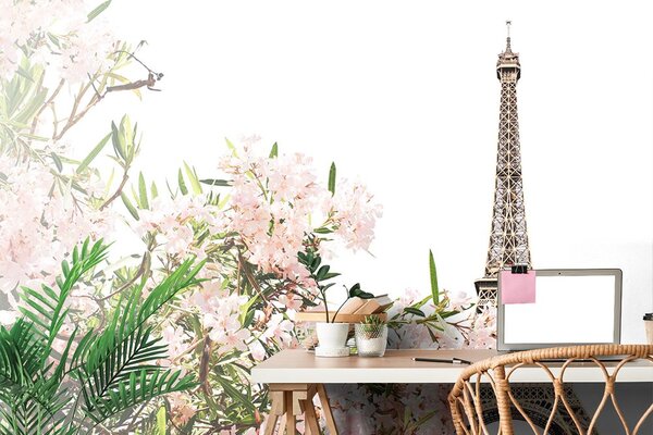 Fototapeta Eiffelov toranj i ružičasto cvijeće