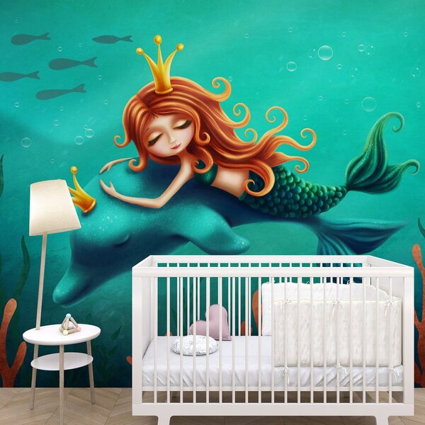 Tapeta morska sirena s dupinom