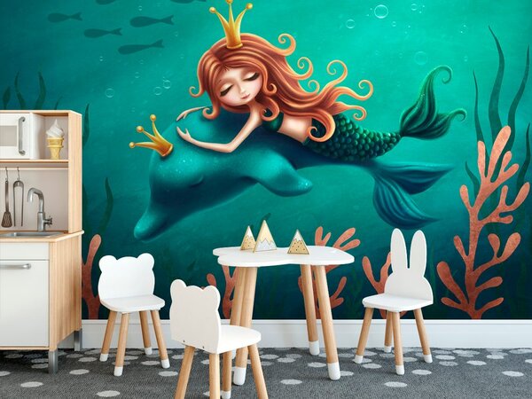 Tapeta morska sirena s dupinom