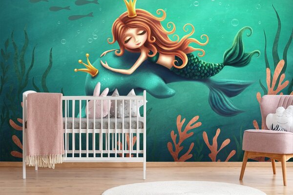 Tapeta morska sirena s dupinom