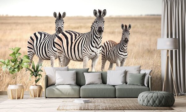 Fototapeta tri zebre u savani