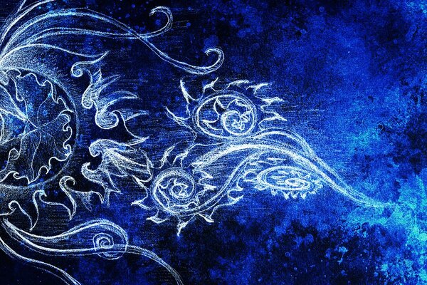 Tapeta neobični plavi crtež
