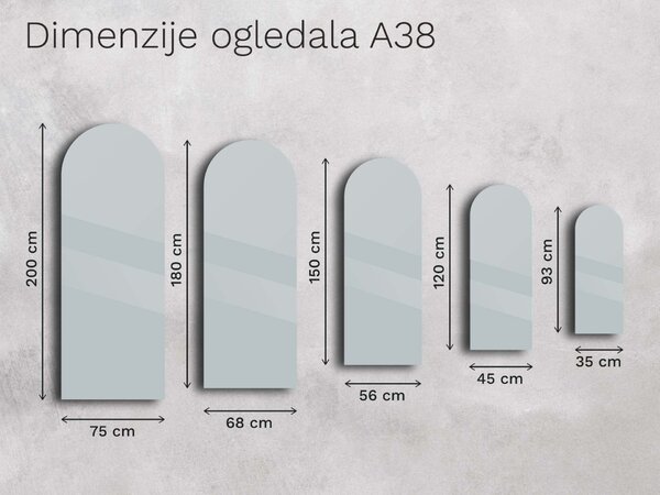 Netipično ogledalo s LED osvjetljenjem A38 35×93