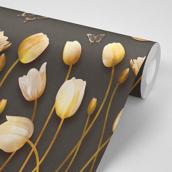 Tapeta tulipani sa zlatnim motivom