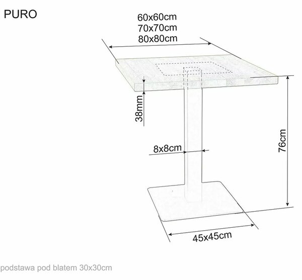 PROMOTIVNA PONUDA Crni blagovaonski stol s pločom u dekoru hrasta PURO 60x60 II. kvaliteta