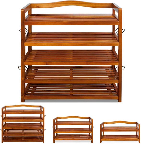Regal za cipele RUSTIC, 5 polica, 75x26x82 cm, prirodno smeđi Casaria