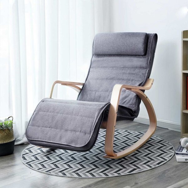 Stolica za ljuljanje, ležaljka SWING, nosivost 150 kg, 67x115x91 cm, siva SongmicsHome