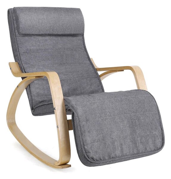 Stolica za ljuljanje, ležaljka SWING, nosivost 150 kg, 67x115x91 cm, siva SongmicsHome