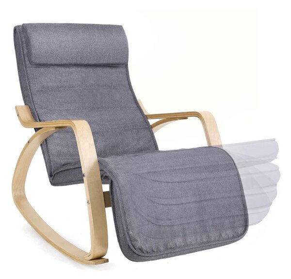Stolica za ljuljanje, ležaljka SWING, nosivost 150 kg, 67x115x91 cm, siva SongmicsHome