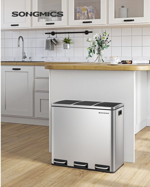 Kanta za odvajanje otpada SORT, 54 l (3x18 l), srebrna SongmicsHome
