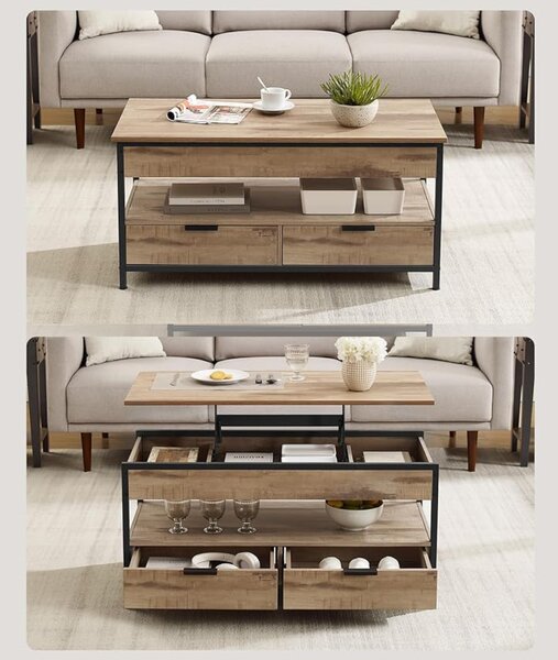 Podesivi konferencijski stol GASPAR, 50x100x(48–63)cm, camel smeđi/crni Vasagle