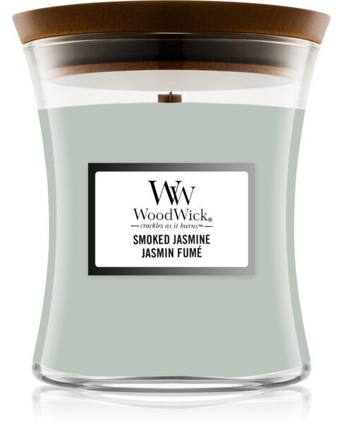 Woodwick Smoked Jasmine mirisna svijeća s drvenim fitiljem 275 g
