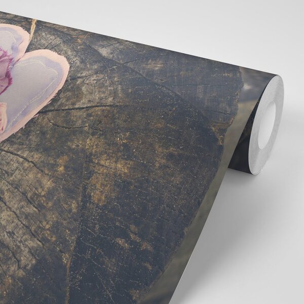 Fototapeta handmade srdašca na panju