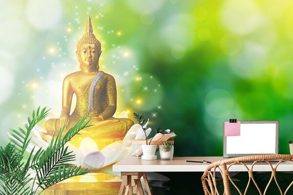 Tapeta zlatni Buddha na lotosovom cvijetu