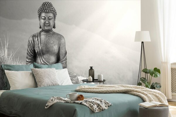 Tapeta crno-bijeli Buddha u meditacijskom položaju