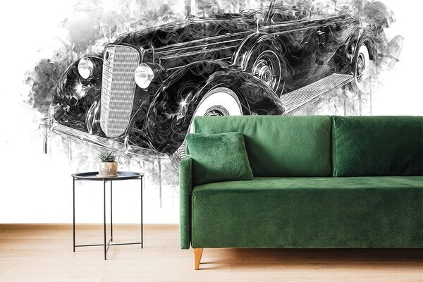 Tapeta crno-bijeli retro automobil