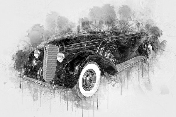 Tapeta crno-bijeli retro automobil