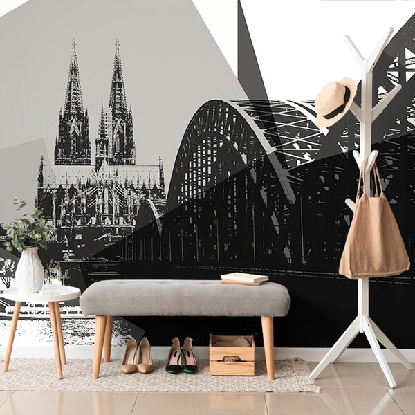 Tapeta crno-bijela ilustracija grada Köln