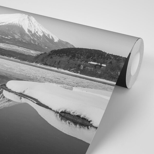 Fototapeta japanska planina Fuji u crno-bijelom