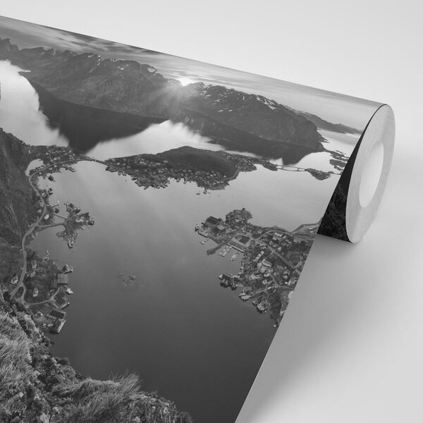 Fototapeta planinska panorama u crno-bijelom dizajnu