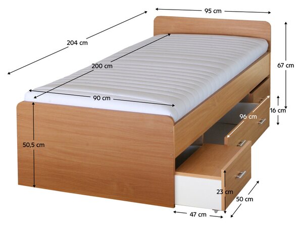Jednostruki krevet 90 cm Dulce 80262 bukva 22