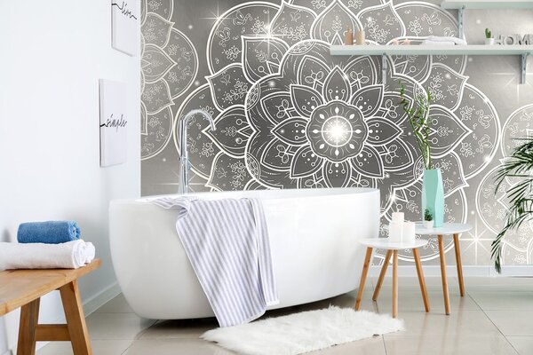 Tapeta crno-bijela orijentalna Mandala