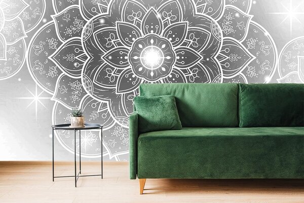 Tapeta crno-bijela orijentalna Mandala