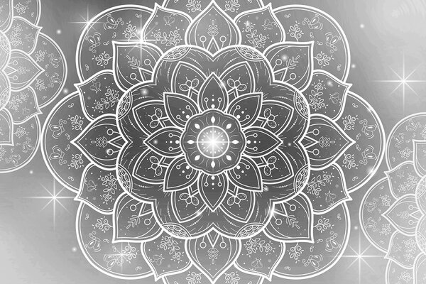 Tapeta crno-bijela orijentalna Mandala