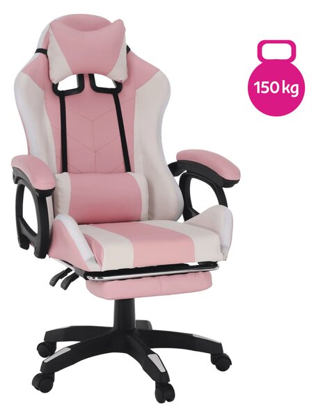 Uredska fotelja Juventa (s RGB LED s rasvjetom) (ružičasta + bijela)