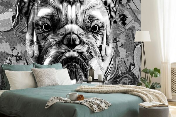 Tapeta buldog u crno-bijelom