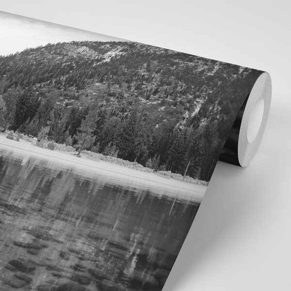 Fototapeta crno-bijelo jezero okruženo prirodom